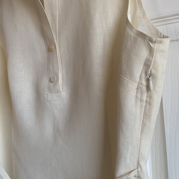 LYNN CANTIN-ivory women’s lined & belted tunic dress straight-line comfy design - Picture 3 of 10